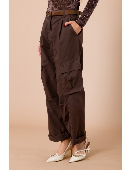 Pantalon cargo avec ceinture et poches à soufflet Maryley
