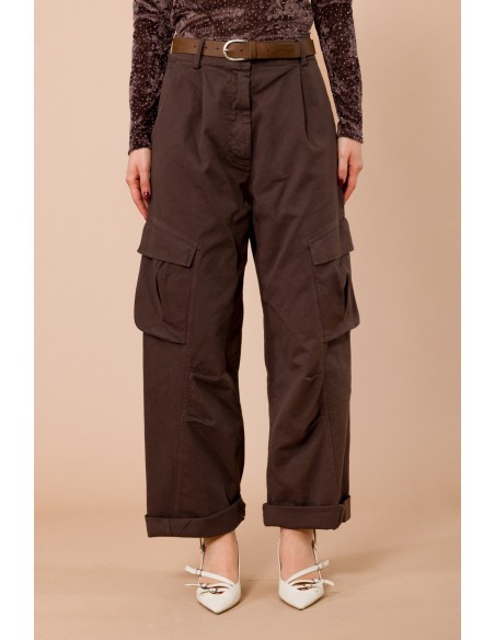 Pantalon cargo avec ceinture et poches à soufflet Maryley