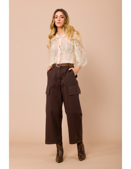 Pantalon cargo avec revers. Taille et dos élastique Maryley
