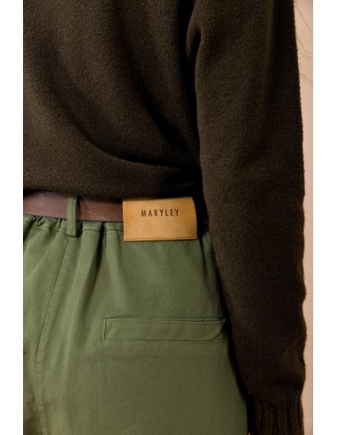 Pantalon cargo avec ceinture élastiquée à l'arrière et ceinture assortie Maryley