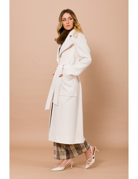 Manteau doublé à simple boutonnage avec poches et ceinture Maryley