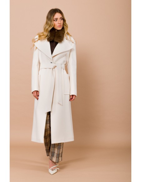 Manteau doublé à simple boutonnage avec poches et ceinture Maryley