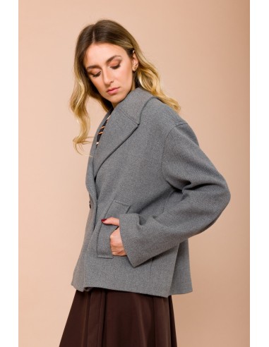 Maryley - Manteau court à double boutonnage et à col large