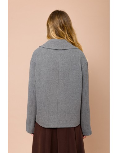 Maryley - Manteau court à double boutonnage et à col large