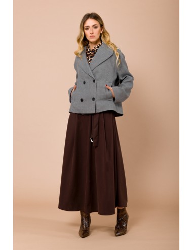 Maryley - Manteau court à double boutonnage et à col large