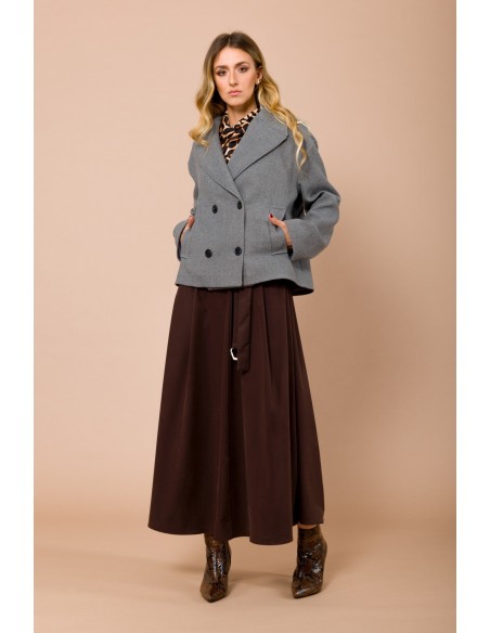 Maryley - Manteau court à double boutonnage et à col large