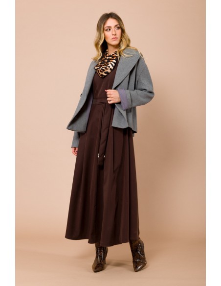 Maryley - Manteau court à double boutonnage et à col large