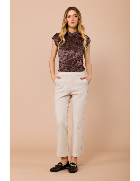 Maryley Allover Rhinestone High Neck Top