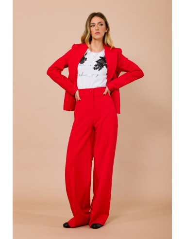 Pantalon taille haute avec double boutonnage en Maryley Pasta