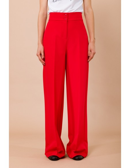 Pantalon taille haute avec double boutonnage en Maryley Pasta