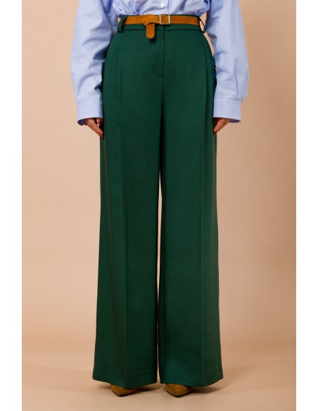 Pantalon palazzo avec ceinture et élastique dans le dos Maryley