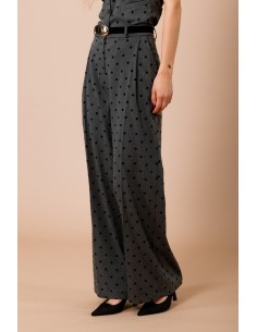 Pantalon Palace à pois Floccato. Plis sur le devant et ceinture à la taille Maryley 2