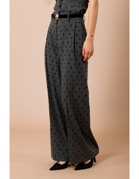 Pantalon Palace à pois Floccato. Plis sur le devant et ceinture à la taille Maryley