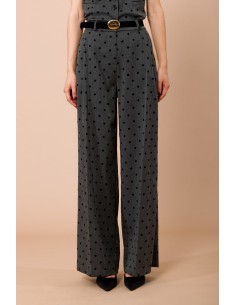 Pantalon Palace à pois Floccato. Plis sur le devant et ceinture à la taille Maryley