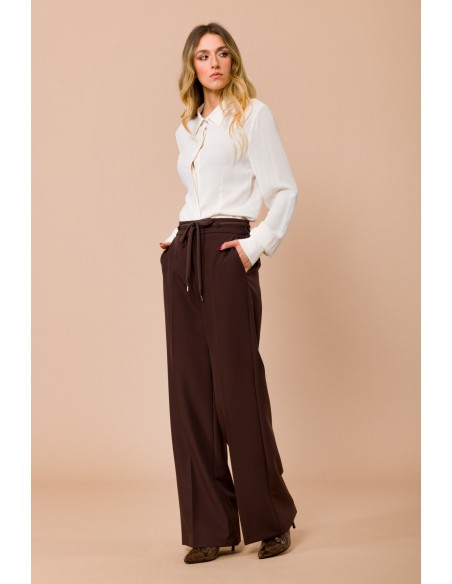 Pantalon palazzo avec dos élastique et cordon de serrage Maryley