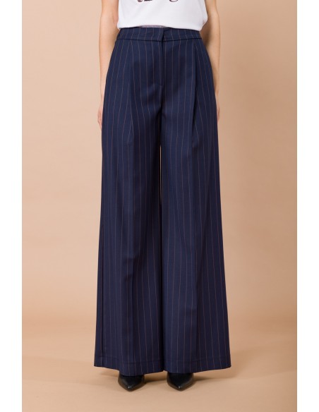Pantalon Palace à rayures avec plis sur le devant et taille élastiquée Maryley