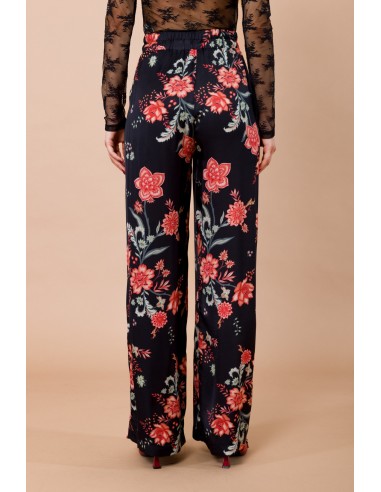 Pantalon droit à taille élastiquée en satin de viscose Fantasy Maryley