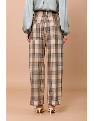 Pantalon à carreaux avec revers et poches plaquées dans le dos Maryley