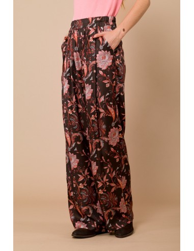 Palazzobroek met elastische taille van viscose-satijn met Maryley-print