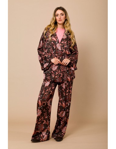 Palazzobroek met elastische taille van viscose-satijn met Maryley-print