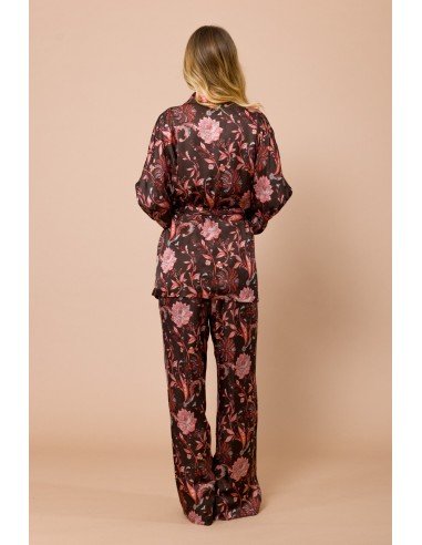 Pantalon Palace à taille élastiquée en satin de viscose Maryley Fantasy