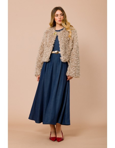 Robe longue sans manches avec ceinture et jupe évasée Maryley