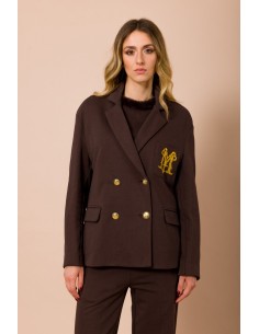 Oversized sweaterjasje met geborduurd logo op het borstzakje Maryley