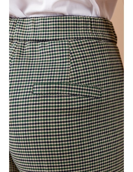 Pantalon palazzo Pied De Poule avec dos élastiqué et poches françaises Maryley