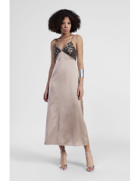Robe midi avec bretelles et top pailleté Dixie