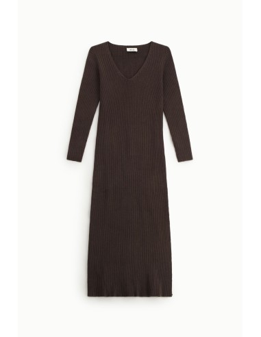 Dixie - Robe longue côtelée à col en V