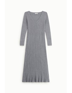 Robe longue côtelée à col en V Dixie 2