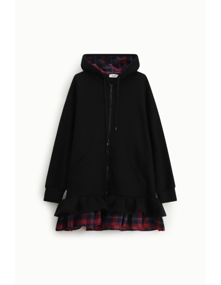 Sweatshirt avec capuche zippée et bas à volants Dixie