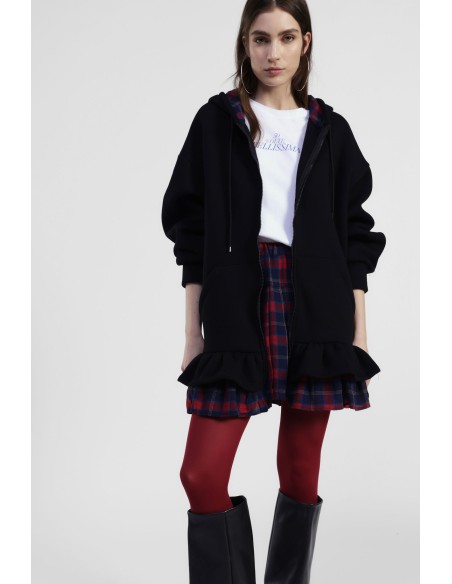 Sweatshirt avec capuche zippée et bas à volants Dixie