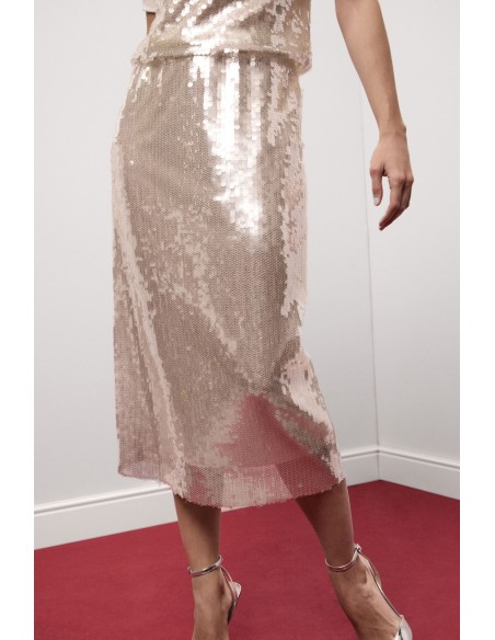 Jupe midi à paillettes taille haute Dixie