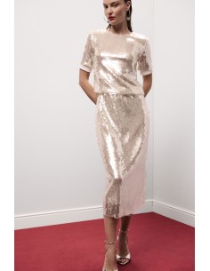 Dixie midi-rok met pailletten en hoge taille