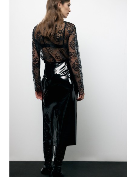 Jupe midi taille haute avec fente latérale Dixie