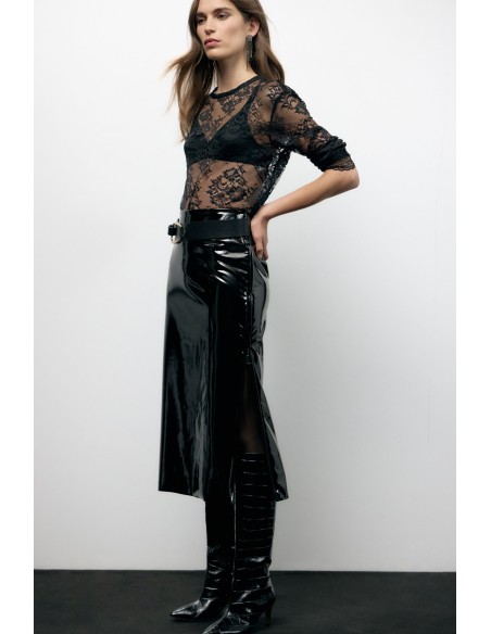 Midi-rok met hoge taille en zijsplit van Dixie
