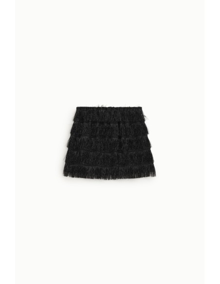 Jupe courte à franges et taille haute Dixie