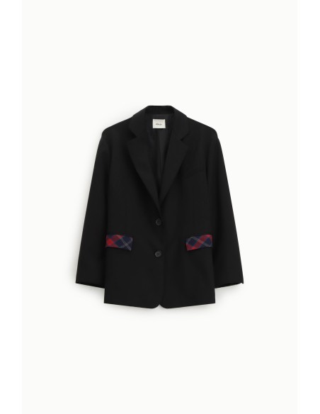 Blazer à poches à motif à carreaux et fermeture à bouton Dixie