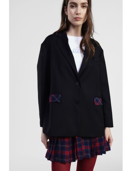 Blazer à poches à motif à carreaux et fermeture à bouton Dixie