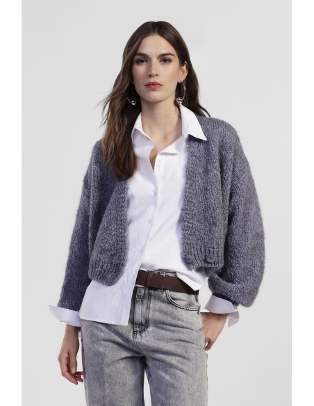 Cardigan court à manches larges et boutons Dixie