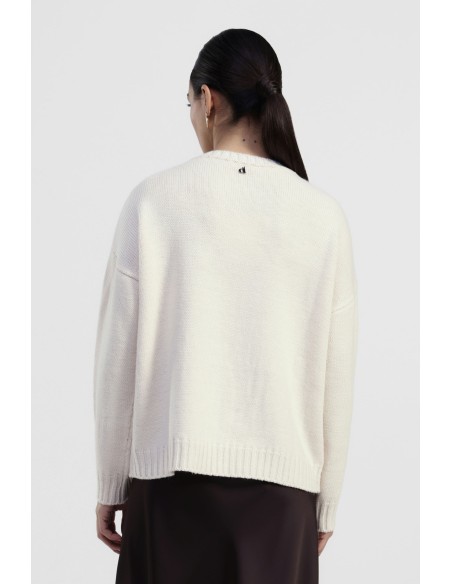 Crew Neck Sweater With Printed Bear Motif Dixie