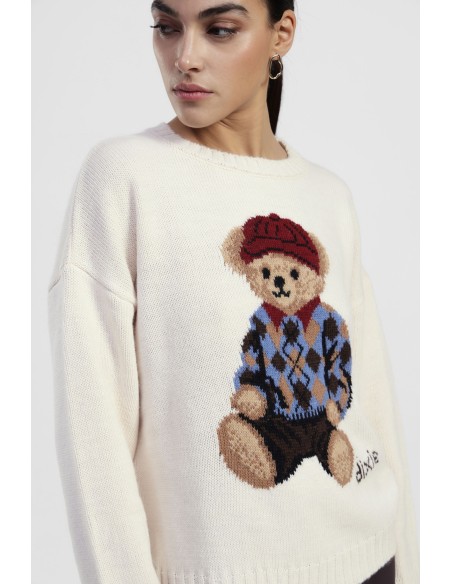 Dixie ronde-hals trui met teddybeerprint