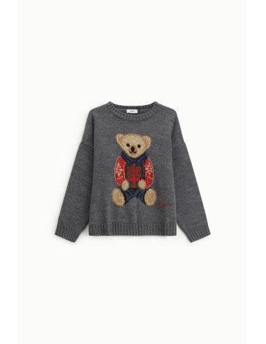 Pull à col rond avec imprimé ourson et motif cadeau Dixie
