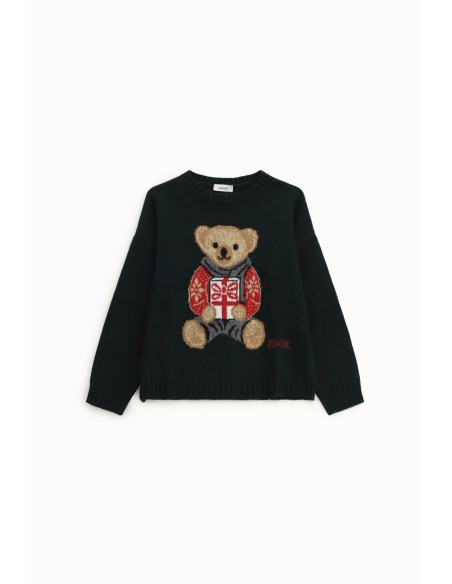 Pull à col rond avec imprimé ourson et motif cadeau Dixie