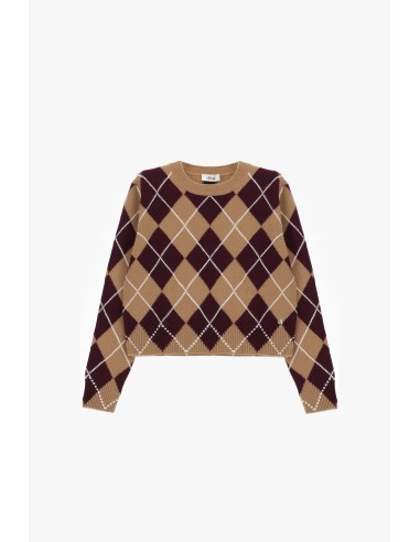 Dixie trui met ronde hals, argylemotief en normale pasvorm