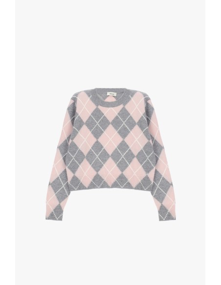 Pull à col ras du cou avec motif Argyle et coupe régulière Dixie