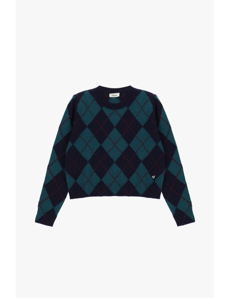 Pull à col ras du cou avec motif Argyle et coupe régulière Dixie