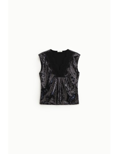 Top sans manches avec paillettes et encolure en V Dixie