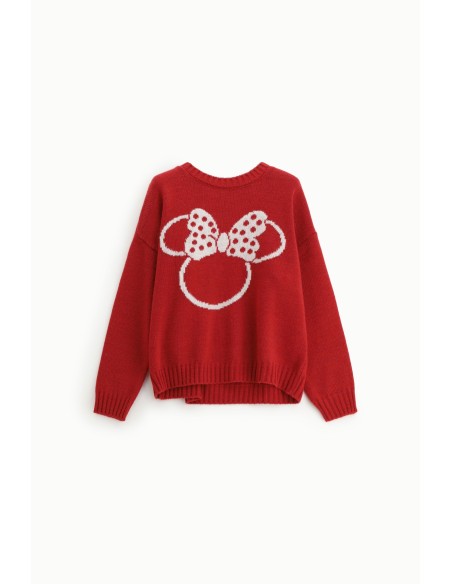 Pull à col rond imprimé avec nœud et pois Dixie